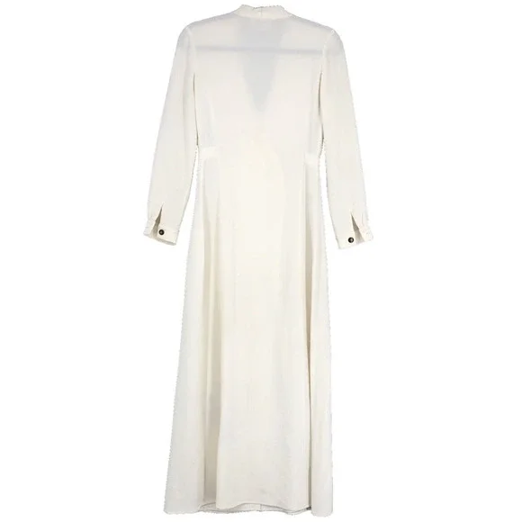 Stone Cold Fox Womens Trench Jacket Maxi Dress Long Double Breasted Silk White 2 - Picture 9 of 9